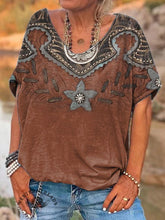 Frauen lässig Western Print T-Shirt